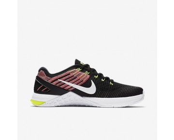 Nike Metcon Dsx Flyknit Damen Trainingsschuhe Schwarz/Volt/Chlorine Blau/Rot/Weiß 849809-011