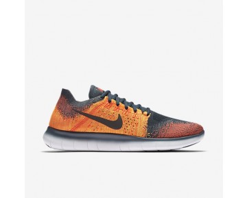 Nike Free RN Flyknit 2017 Herren Laufschuhe Blau Fox/Total Crimson/Total Orange/Weiß 880843-401