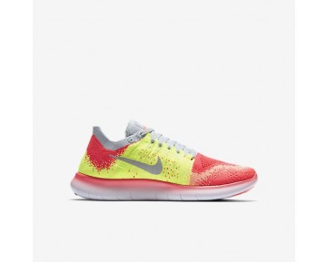 Nike Free RN Flyknit 2017 Damen Laufschuhe Hot Punch/Volt/Reines Platin/Weiß 881974-600
